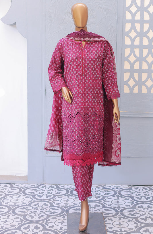 Oswah by Suntex Printed Chikankari Stitched 3 Piece Suit - OS-2533K - SS25OSE - Ruby - Summer Collection