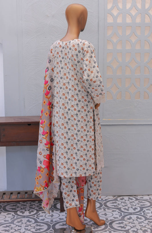 Oswah by Suntex Printed Chikankari Stitched 3 Piece Suit - OS-2534K - SS25OSE - Beige - Summer Collection