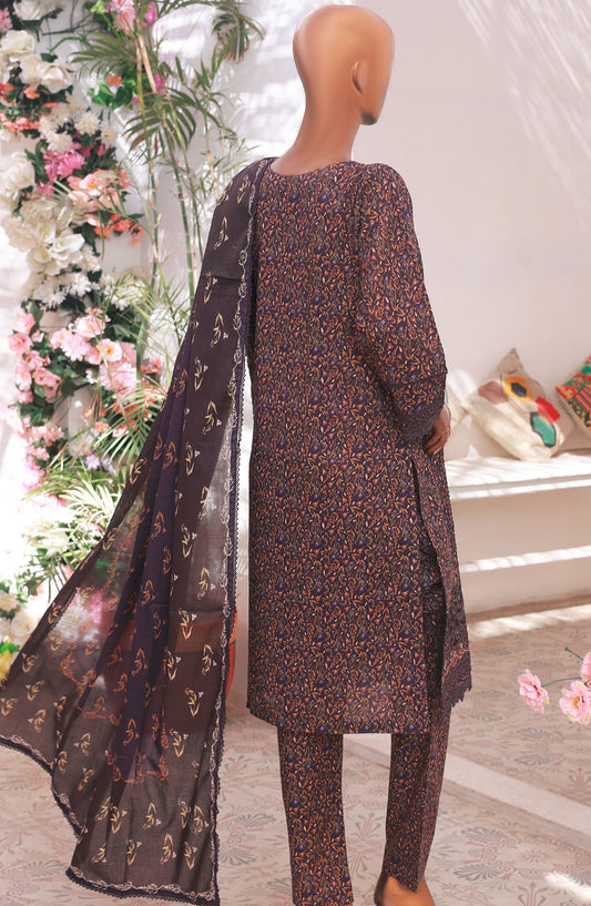 Oswah by Suntex Fabrics Printed Stitched 3 Piece Suit - OS- 2507 K - SS25O - Plum - Summer Collection