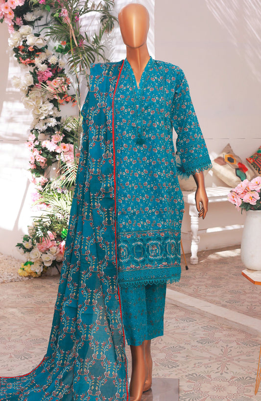 Oswah by Suntex Fabrics Printed Stitched 3 Piece Suit - OS- 2510 K - SS25O - Azure - Summer Collection
