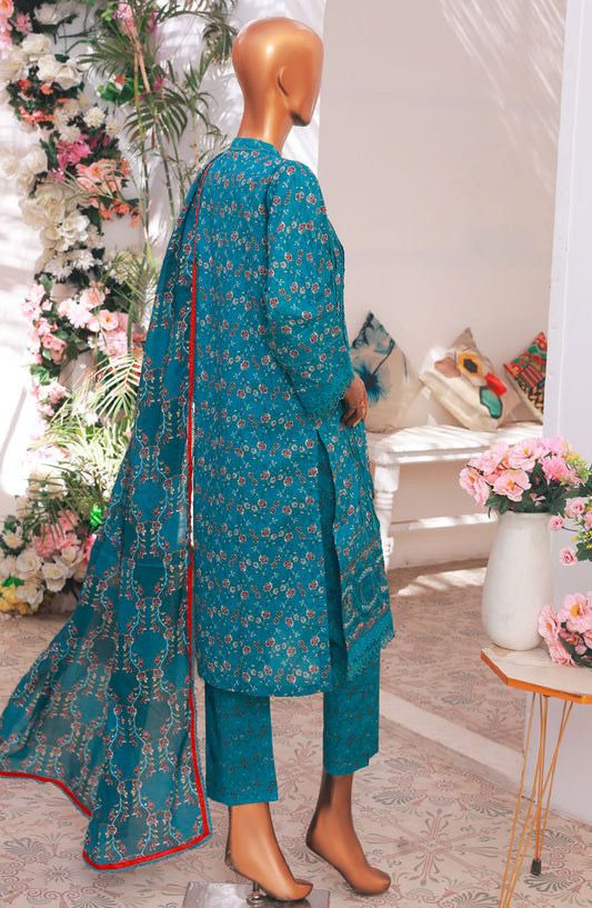 Oswah by Suntex Fabrics Printed Stitched 3 Piece Suit - OS- 2510 K - SS25O - Azure - Summer Collection
