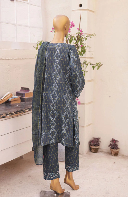 Oswah Women Embroidered Lawn Stitched Collection Vol 04 - OS 2419 K NAVY BLUE