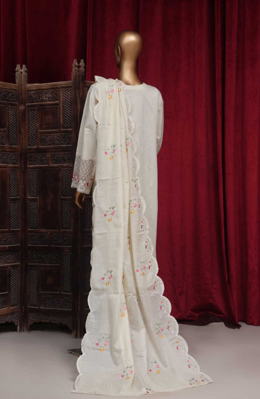 Bin Saeed Embroidered Lawn Stitched 3 Piece - PC 28624 - BS25LF - Cream - Summer Collection