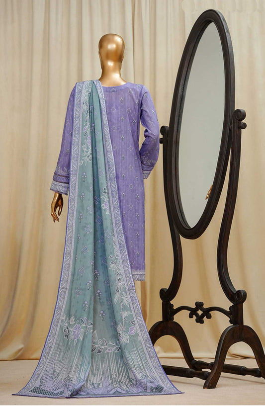 Gardenia by HZ Textile Printed Swiss Lawn Stitched 3 Piece - PDL-710 PURPLE - HZ25PDL - Summer Collection
