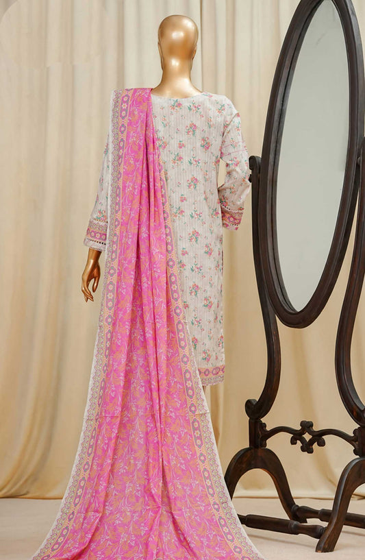 Gardenia by HZ Textile Printed Swiss Lawn Stitched 3 Piece - PDL-712 LIGHT BEIGE - HZ25PDL - Summer Collection