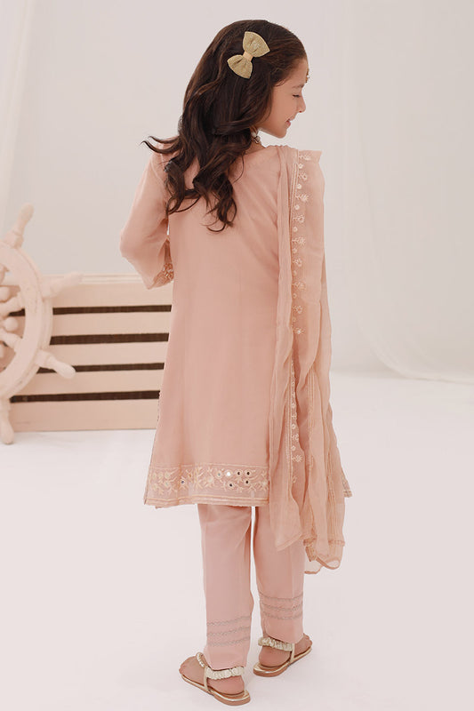 Merakish Kids Embroidered Chiffon Collection 2023 - Peach