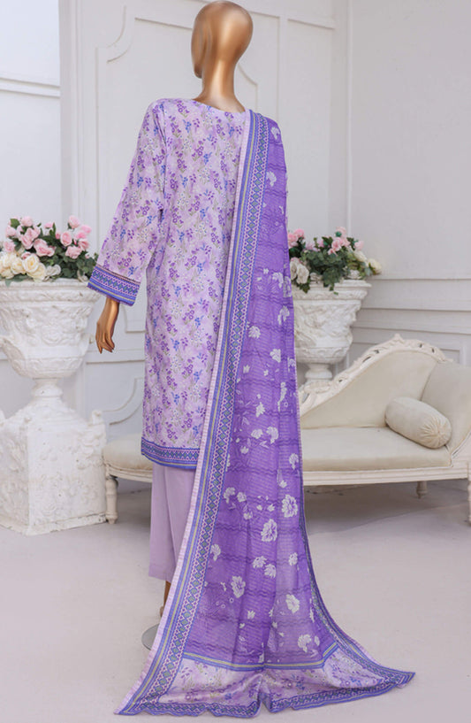 Aashkaar by HZ Textile Embroidered Lawn Stitched 3 Piece Suit - PEC-122 Lavender - HZ25ASHK - Lavender - Summer Collection