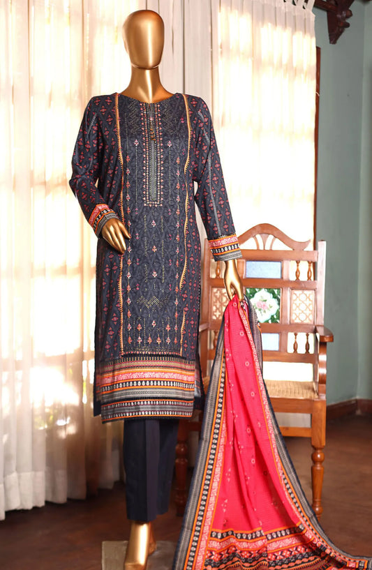 HZ Premium Emb Lawn Shirt with Fancy Printed Dupatta Collection - PEC-179