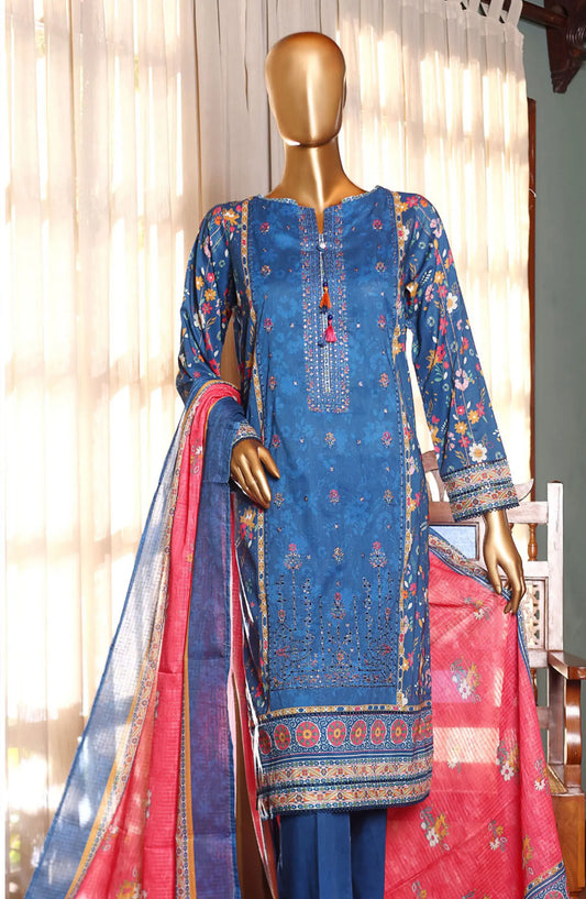 HZ Premium Emb Lawn Shirt with Fancy Printed Dupatta Collection - PEC-182