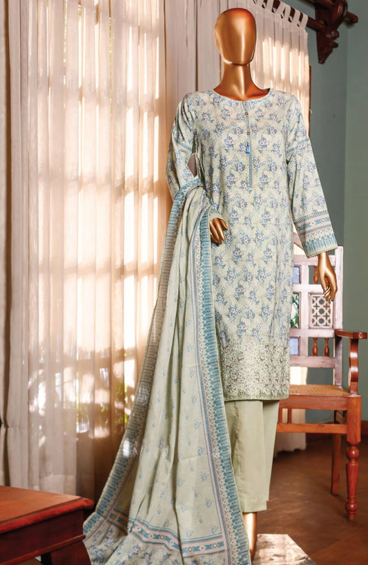 HZ Premium Emb Lawn Shirt with Fancy Printed Dupatta Collection - PEC-183