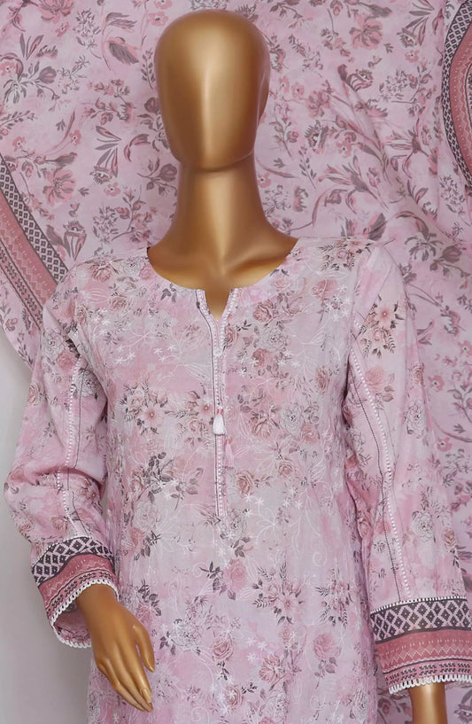 HZ Dhagakari RTW Printed Embroidered 3Pc Collection - PEL-706-PASTEL PINK