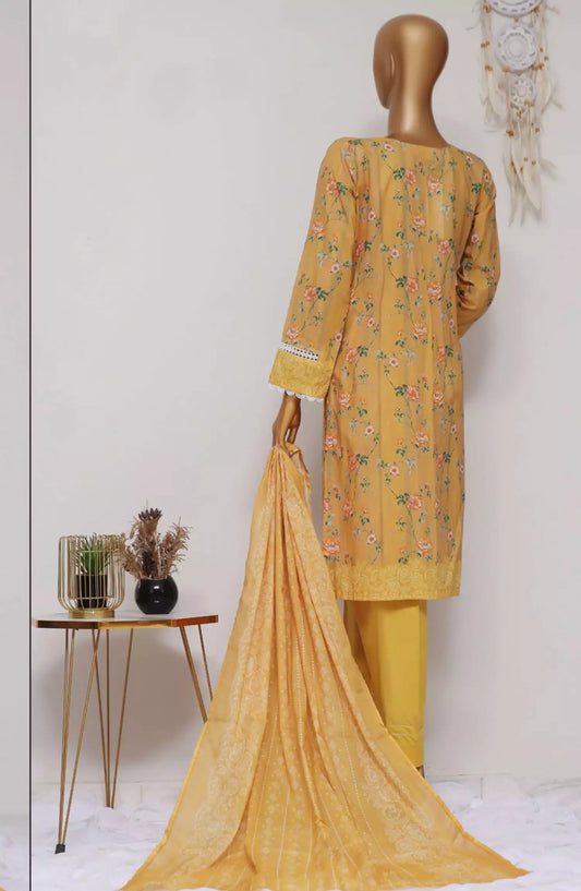HZ Dhagakari RTW Printed Embroidered 3Pc Collection - PEL-708-MUSTARD