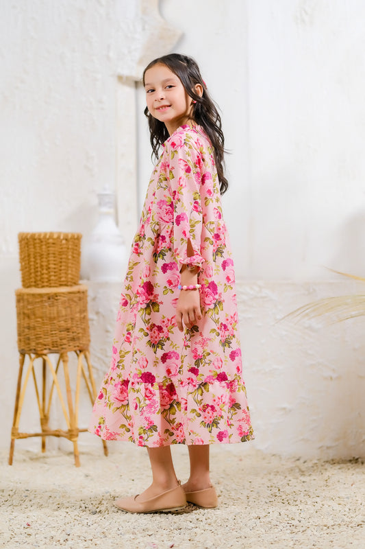 Kids 1 pc ready to wear - Pink Rose Garden