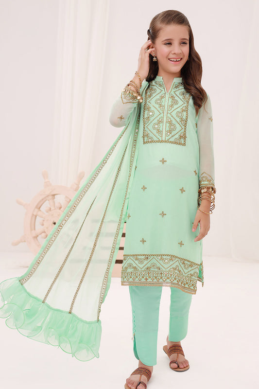 Merakish Kids Embroidered Chiffon Collection 2023 - Pista