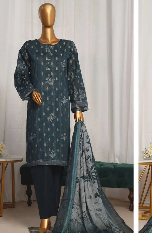 HZ Damask Jacquard Digital Printed RTW Collection - PJL 707 TEAL