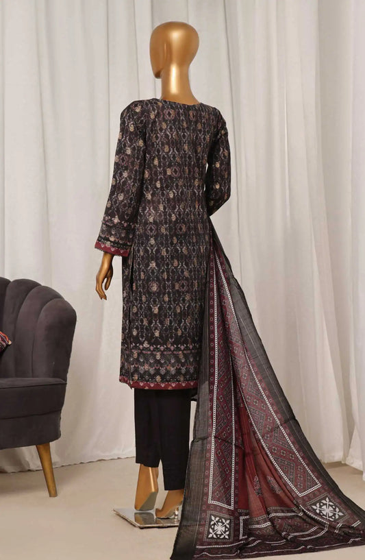 HZ Damask Jacquard Digital Printed RTW Collection - PJL 708 BLACK
