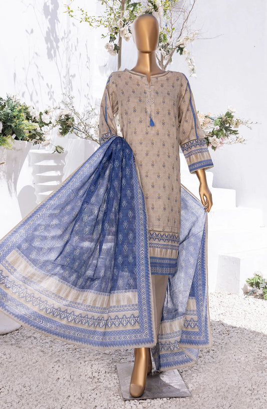 HZ RTW Summer Bloom Printed 3 Pc Collection - PNL-404 BEIGE & BLUE