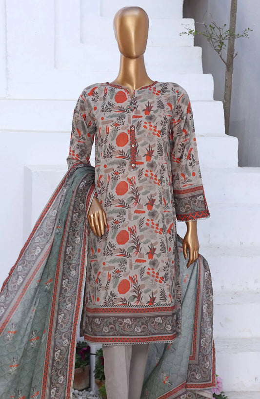 HZ RTW Summer Vibes Printed Lawn Collection Vol 01 - PSL 403 OLIVE BEIGE