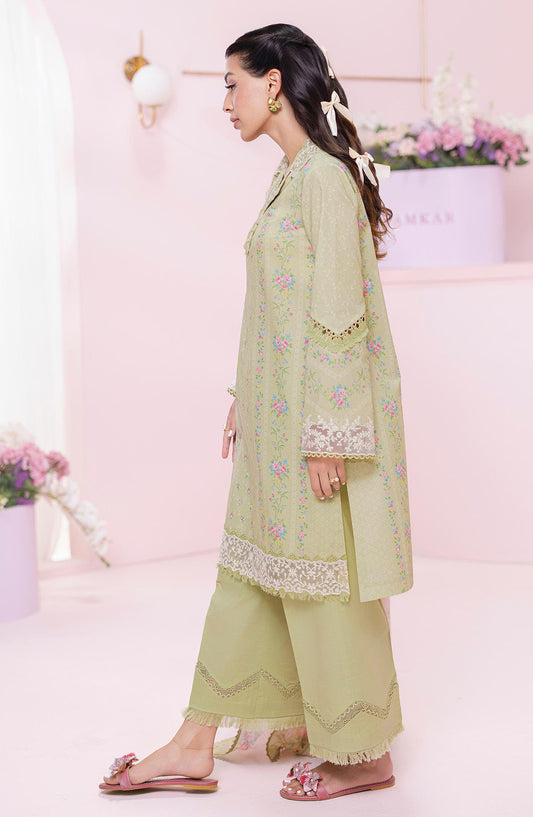 Qalamkar Embroidered Lawn Unstitched 3 Piece Suit - EM-07 A Xena - Q25QLMP - Green - Summer Collection