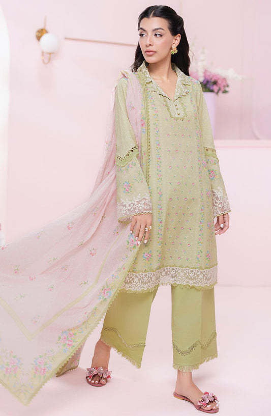 Qalamkar Embroidered Lawn Unstitched 3 Piece Suit - EM-07 A Xena - Q25QLMP - Green - Summer Collection