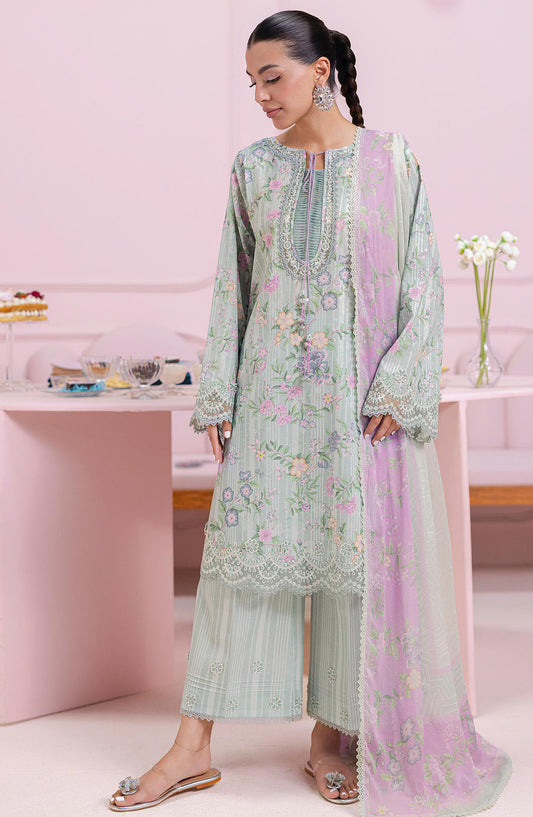 Qalamkar Embroidered Lawn Unstitched 3 Piece Suit - EM-05 B Greta - Q25QLMP - Green - Summer Collection
