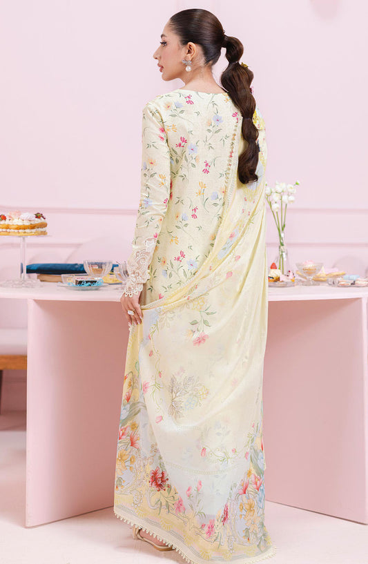 Qalamkar Embroidered Lawn Unstitched 3 Piece Suit - EM-04 B Laurel - Q25QLMP - Yellow - Summer Collection