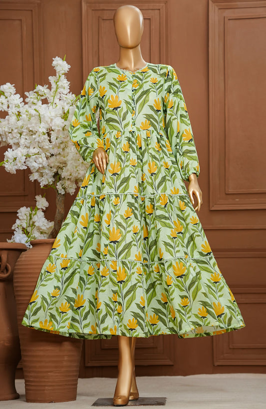 Quadra Floral by Amna Khadija Printed Lawn Stitched 1 Piece Long Frock - QFLD-22 - AM25QFLDV6 - Green - Summer Collection