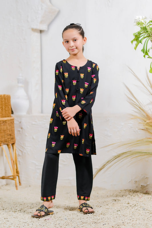 Kids 2 pc Ready to wear - Embroidery - Rainbow Tulip - 2pcs - Embroidered