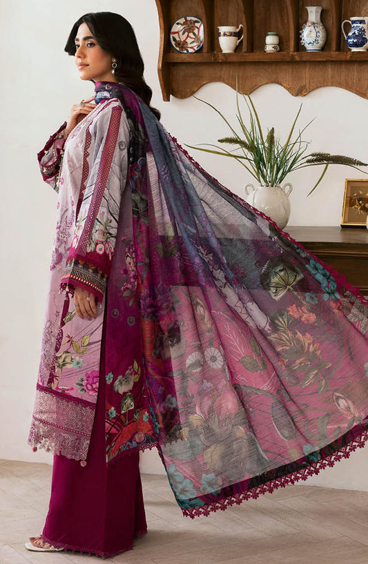 Mashaal by Ramsha Embroidered Lawn Unstitched 3 Piece Suit - Z-1409 - RM25MSHV14 - Magenta - Summer Collection