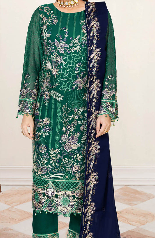 Sangeet by Ramsha Embroidered Chiffon Unstitched 3 Piece Suit - B-208 - R25CCV2 - Green - Festive Collection