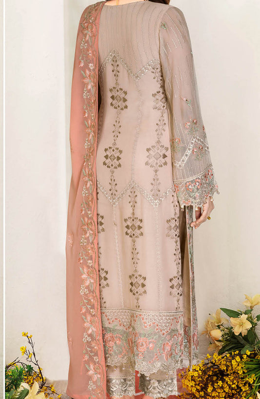 Sangeet by Ramsha Embroidered Chiffon Unstitched 3 Piece Suit - B-201 - R25CCV2 - Grey - Festive Collection