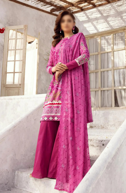 NUR Rang Barang Embroidered and Printed Lawn Collection 2024 - RB 302