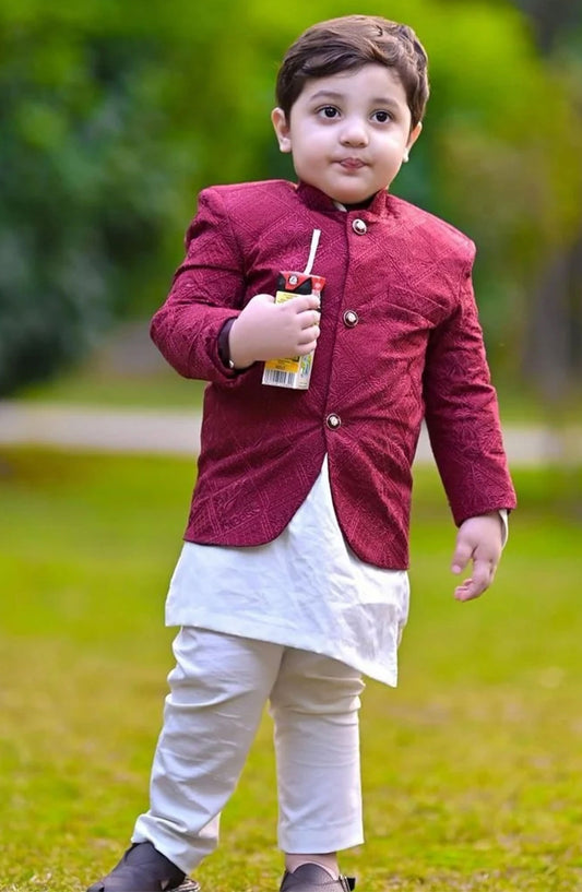 Exclusive Prince Coat Collection By Hassan Jee - Red Prince coat - P9