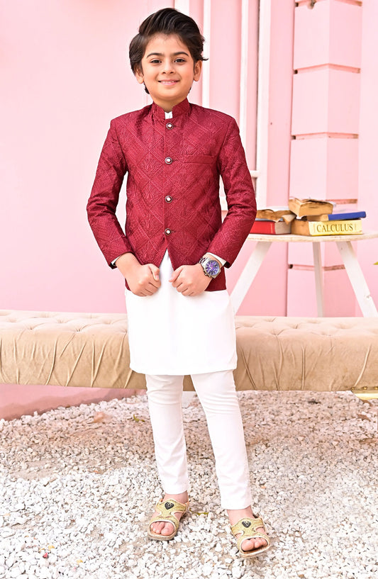 Exclusive Prince Coat Collection By Hassan Jee - Red Prince coat - P9