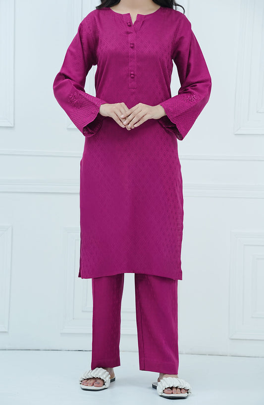 Rue Embrace by Amna Khadija Embroidered Jacquar Stitched 2 Piece Suit - REE-09 - AM25RE - Purple - Casual Collection