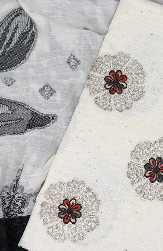 Roha Unstitched Luxury Embroidered Lawn With Jacquard Dupatta Collection 2024 - REJC 03