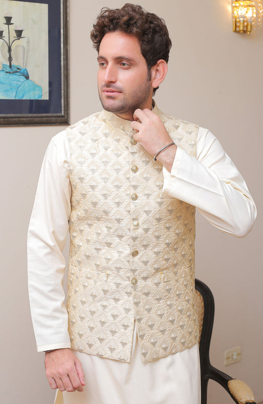 Real Image Mens Stitched Raw Silk Waist Coat RL25MWC OWP-023 Raw Silk