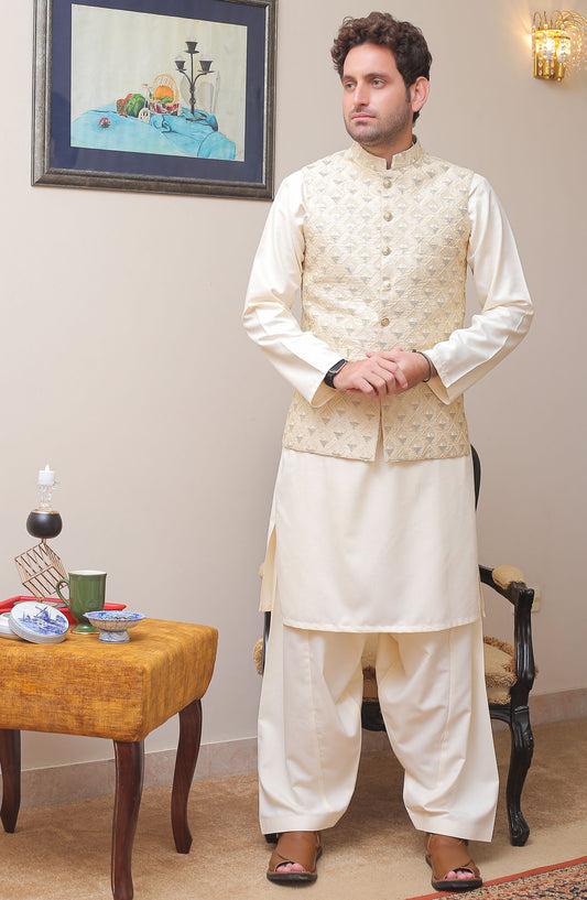 Real Image Mens Stitched Raw Silk Waist Coat RL25MWC OWP-023 Raw Silk