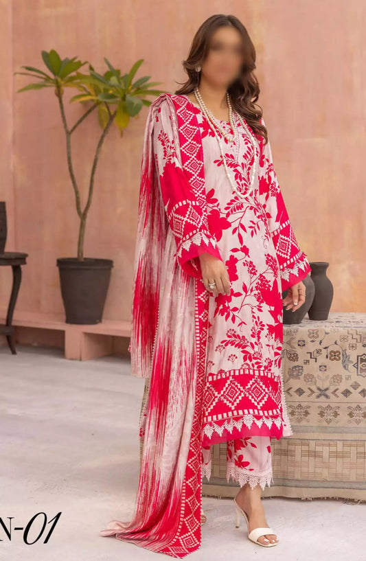 Rang Nagar Embroidered and Printed Slub Wool Collection - -RN 01