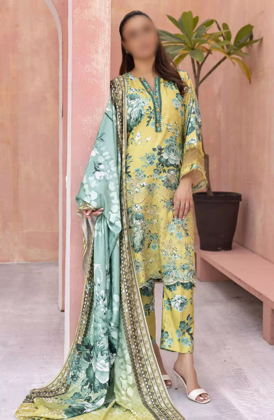 Rang Nagar Embroidered and Printed Slub Wool Collection - -RN 05
