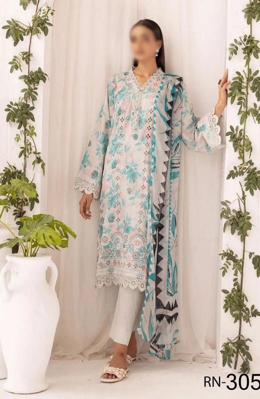 Rang Nagar Embroidered and Printed Lawn Collection By NUR - RN-305