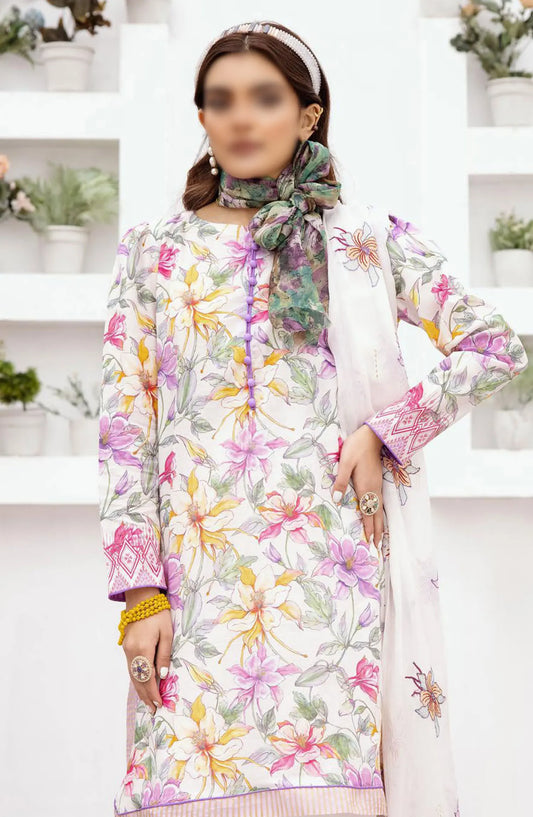 RangNagar Embroiderd and Printed Lawn Collection By NUR - RN-404