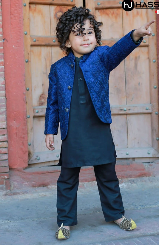 Exclusive Prince Coat Collection By Hassan Jee - Royal blue Prince coat - P8