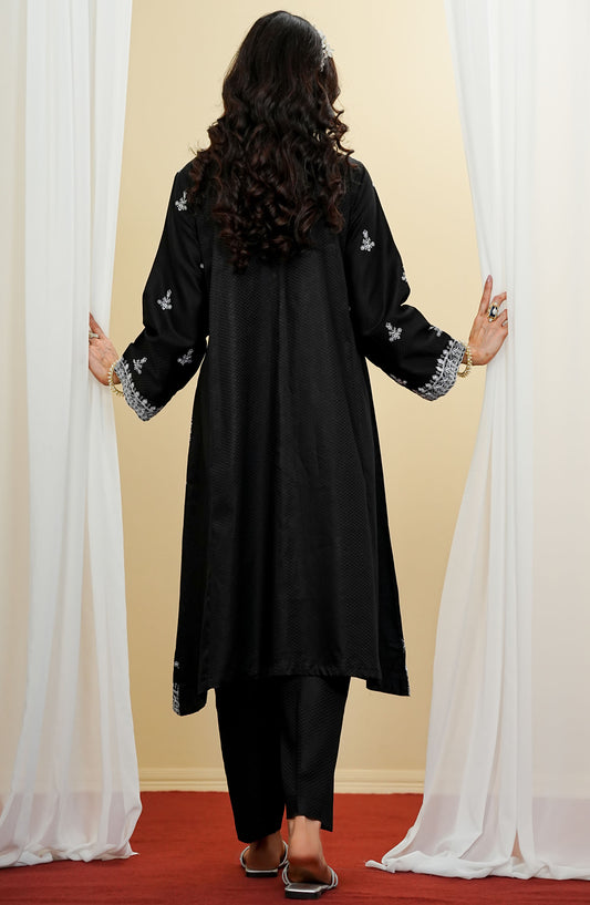 Amna Khadija Embroidered Cotton Stitched 2 Piece Suit - RTWRED-01 - AM25RTWRED - Black - Summer Collection