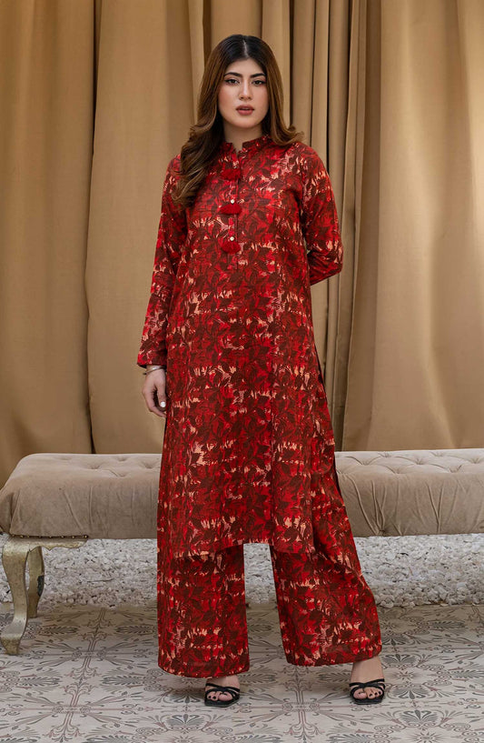 Rangeen Printed Khaddar Stitched 2 Piece - Rustic Bloom - R25DW - Rust - Winter Collection