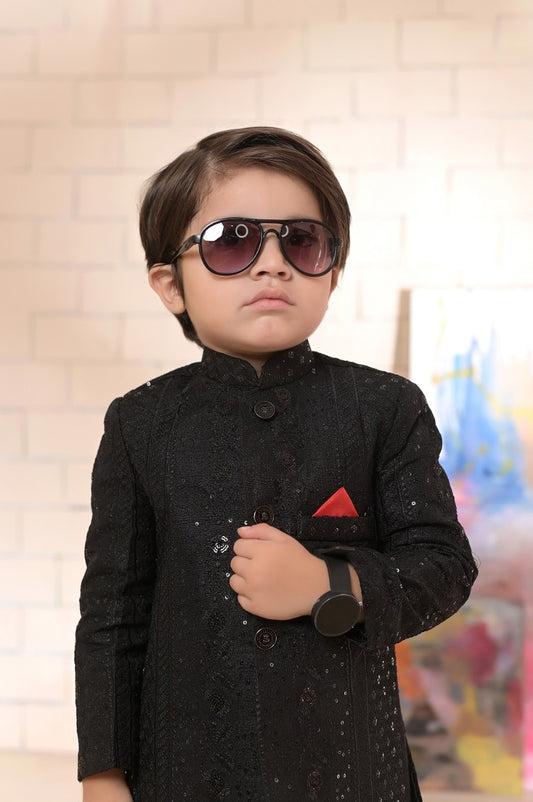 Exclusive Kids Sherwani Collection - S 04 Black sherwani