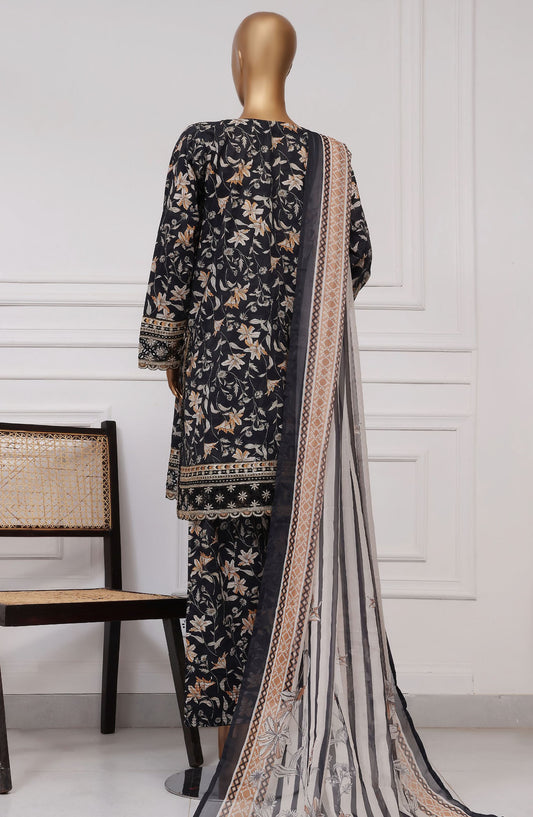 Malika by Sadabahar Embroidered Lawn Stitched 3 Piece Suit - D-01 - SBD25MELF - Black - Summer Collection