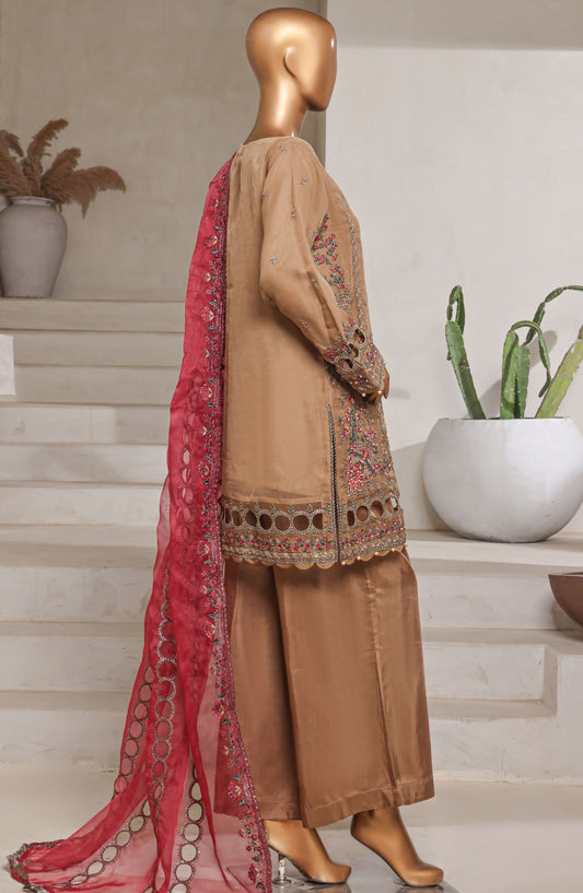 Mahpara by Sadabahar Embroidered Organza Stitched 3 Piece Suit - B-22 - SBD25MHPFV16 - Brown - Formal Collection