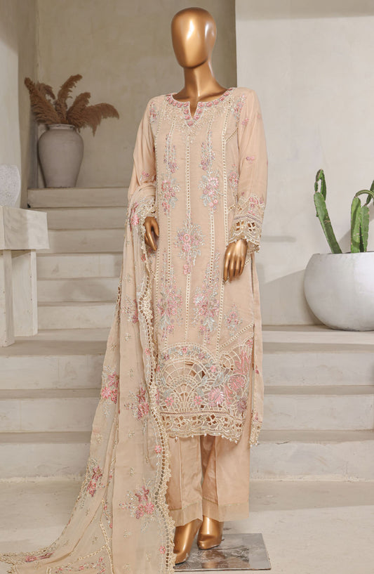 Afsanay by Sadabahar Embroidered Chiffon Stitched 3 Piece Suit - CR-27 - SBD25AFLCV13 - Beige - Luxury Collection