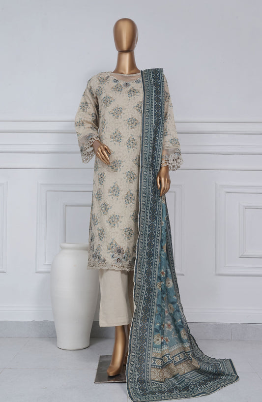 Sadabahar Embroidered Lawn Stitched 3 Piece Suit - D-09 - SBD25CWV1 - Grey - Summer Collection